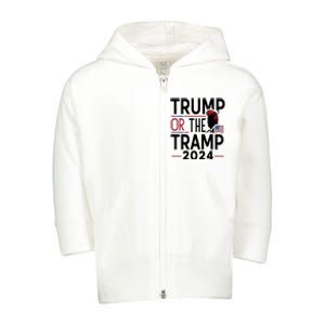 Trump Or The Tramp 2024 Toddler Zip Fleece Hoodie