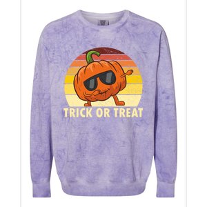 Trick Or Treat Dabbing Pumpkin Halloween Cute Gift Colorblast Crewneck Sweatshirt