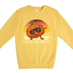 Trick Or Treat Dabbing Pumpkin Halloween Cute Gift Premium Crewneck Sweatshirt