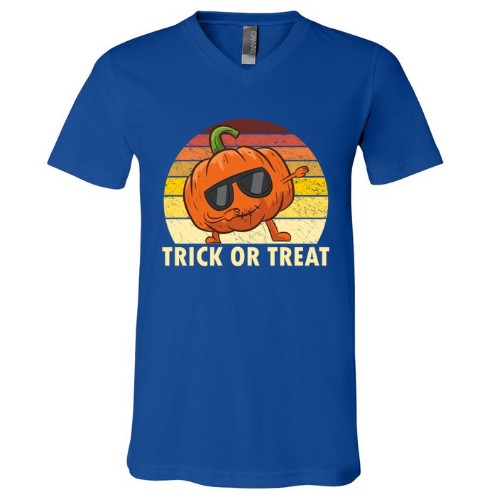 Trick Or Treat Dabbing Pumpkin Halloween Cute Gift V-Neck T-Shirt