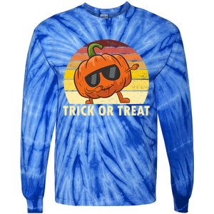 Trick Or Treat Dabbing Pumpkin Halloween Cute Gift Tie-Dye Long Sleeve Shirt