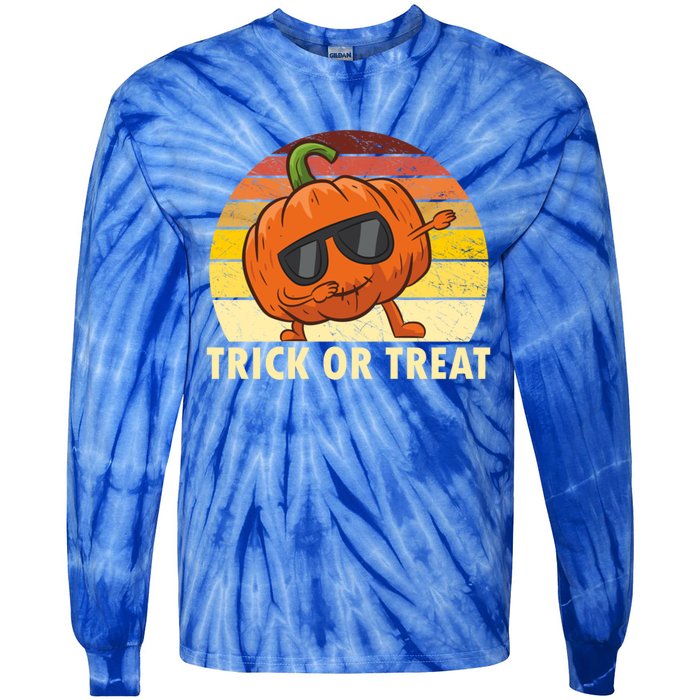 Trick Or Treat Dabbing Pumpkin Halloween Cute Gift Tie-Dye Long Sleeve Shirt