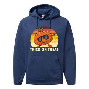 Trick Or Treat Dabbing Pumpkin Halloween Cute Gift Performance Fleece Hoodie