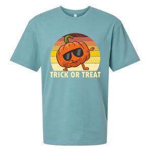 Trick Or Treat Dabbing Pumpkin Halloween Cute Gift Sueded Cloud Jersey T-Shirt