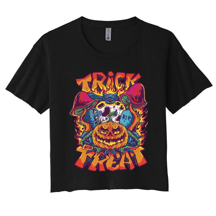 Trick Or Treat Unique Women's Crop Top Tee