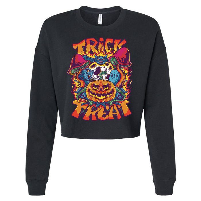 Trick Or Treat Unique Cropped Pullover Crew
