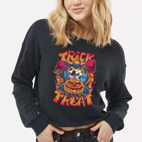 Trick Or Treat Unique Cropped Pullover Crew