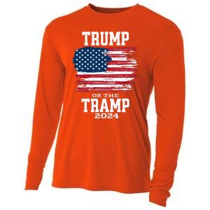 Trump Or The Tramp 2024 American Flag Cooling Performance Long Sleeve Crew