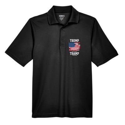 Trump Or The Tramp 2024 American Flag Men's Origin Performance Pique Polo