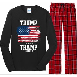 Trump Or The Tramp 2024 American Flag Long Sleeve Pajama Set