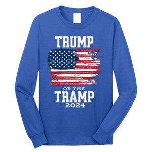 Trump Or The Tramp 2024 American Flag Long Sleeve Shirt