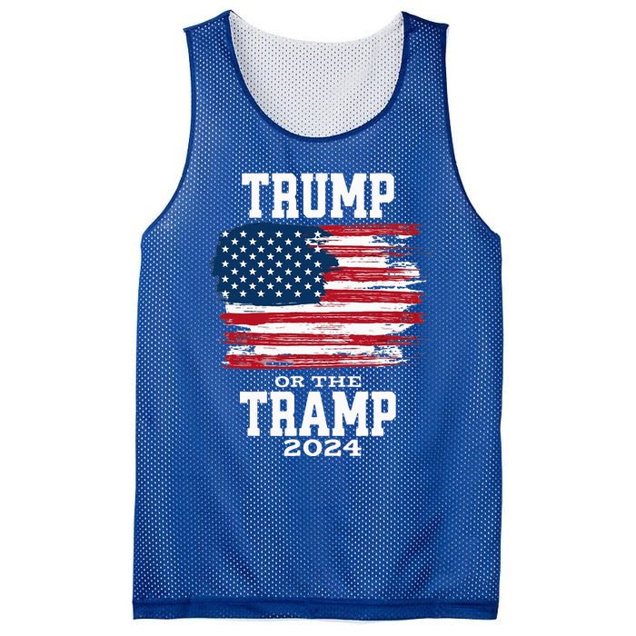 Trump Or The Tramp 2024 American Flag Mesh Reversible Basketball Jersey Tank