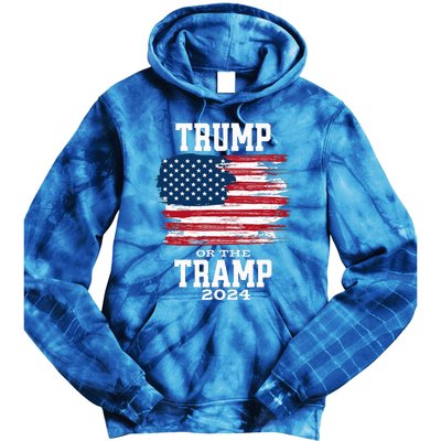 Trump Or The Tramp 2024 American Flag Tie Dye Hoodie