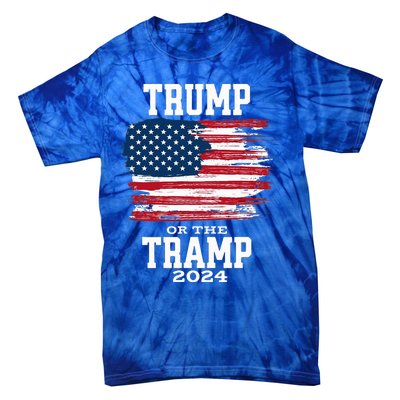 Trump Or The Tramp 2024 American Flag Tie-Dye T-Shirt