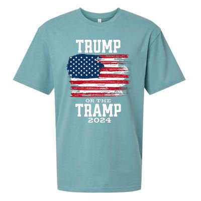 Trump Or The Tramp 2024 American Flag Sueded Cloud Jersey T-Shirt