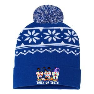 Trick Or Teeth Halloween Costume Dentist Dental Halloween Meaningful Gift USA-Made Snowflake Beanie