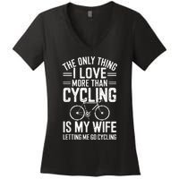 The Only Thing I Love More Than Cycling Vintage Retro Bike Women's V-Neck T-Shirt