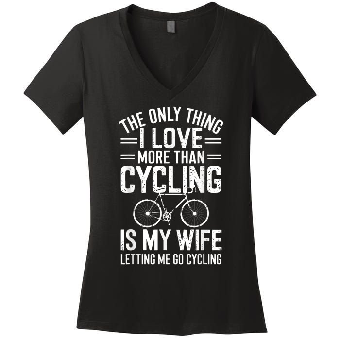 The Only Thing I Love More Than Cycling Vintage Retro Bike Women's V-Neck T-Shirt