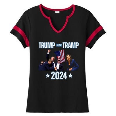 Trump Or The Tramp 2024 Vote For Trump Trump Vance 2024 Ladies Halftime Notch Neck Tee