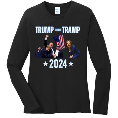 Trump Or The Tramp 2024 Vote For Trump Trump Vance 2024 Ladies Long Sleeve Shirt