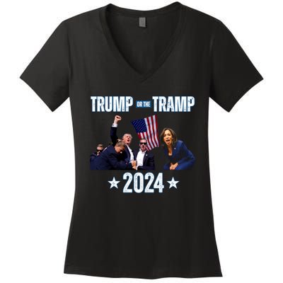 Trump Or The Tramp 2024 Vote For Trump Trump Vance 2024 Women's V-Neck T-Shirt