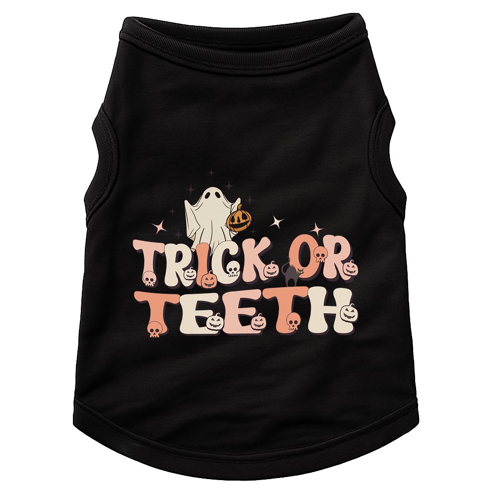 Trick Or Teeth Halloween Retro Spooky Dental Assistant Gift Doggie Tank