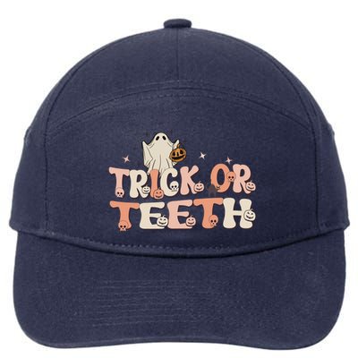 Trick Or Teeth Halloween Retro Spooky Dental Assistant Gift 7-Panel Snapback Hat