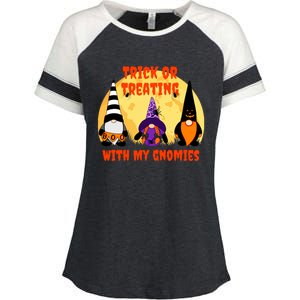 Trick Or Treating With My Gnomies Halloween Gnomes Cool Gift Enza Ladies Jersey Colorblock Tee