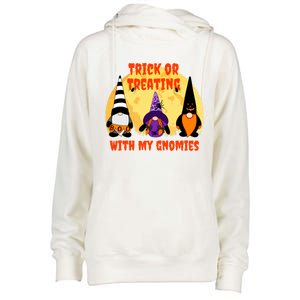 Trick Or Treating With My Gnomies Halloween Gnomes Cool Gift Womens Funnel Neck Pullover Hood