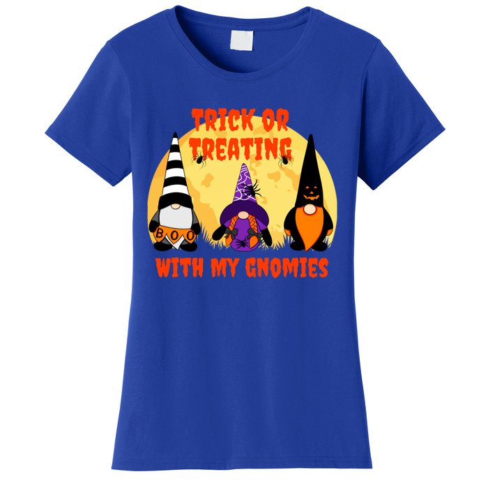 Trick Or Treating With My Gnomies Halloween Gnomes Cool Gift Women's T-Shirt