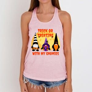 Trick Or Treating With My Gnomies Halloween Gnomes Cool Gift Women's Knotted Racerback Tank