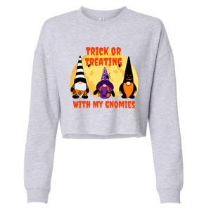 Trick Or Treating With My Gnomies Halloween Gnomes Cool Gift Cropped Pullover Crew