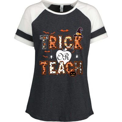 Trick Or Teach Retro Halloween Teacher Costume Enza Ladies Jersey Colorblock Tee