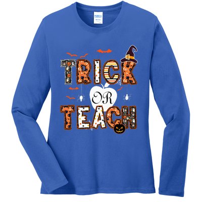 Trick Or Teach Retro Halloween Teacher Costume Ladies Long Sleeve Shirt