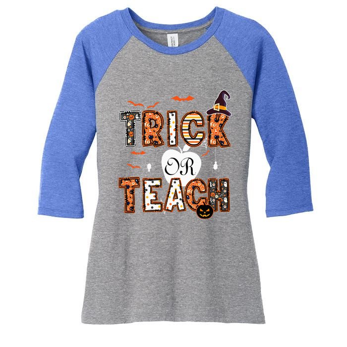 Trick Or Teach Retro Halloween Teacher Costume Women's Tri-Blend 3/4-Sleeve Raglan Shirt