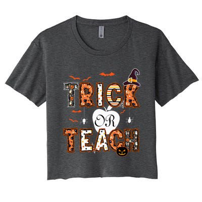 Trick Or Teach Retro Halloween Teacher Costume Women's Crop Top Tee