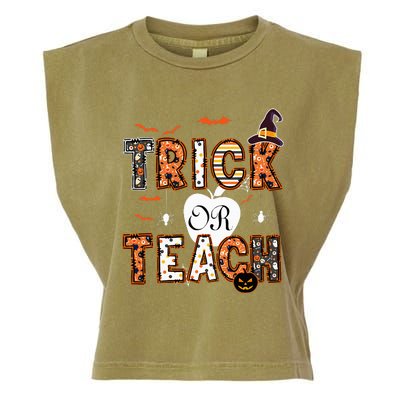 Trick Or Teach Retro Halloween Teacher Costume Garment-Dyed Women's Muscle Tee