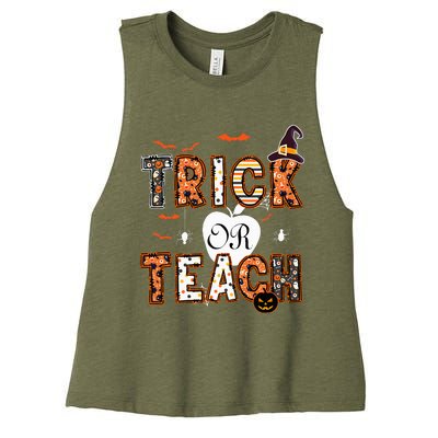 Trick Or Teach Retro Halloween Teacher Costume Women's Racerback Cropped Tank