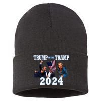 Trump Or The Tramp 2024 Vote For Trump Trump Vance 2024 Sustainable Knit Beanie