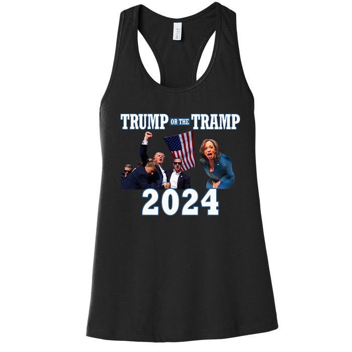 Trump Or The Tramp 2024 Vote For Trump Trump Vance 2024 Women's Racerback Tank