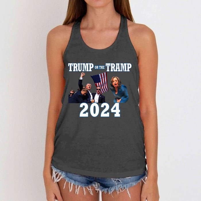 Trump Or The Tramp 2024 Vote For Trump Trump Vance 2024 Women's Knotted Racerback Tank