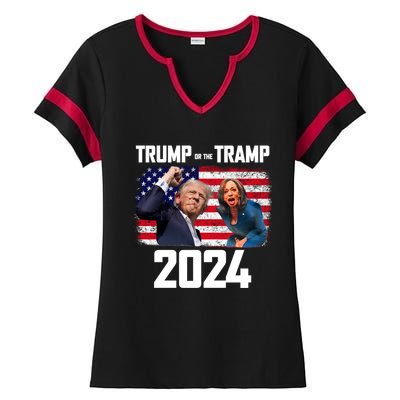 Trump Or The Tramp 2024 Vote For Trump Trump Vance 2024 Ladies Halftime Notch Neck Tee