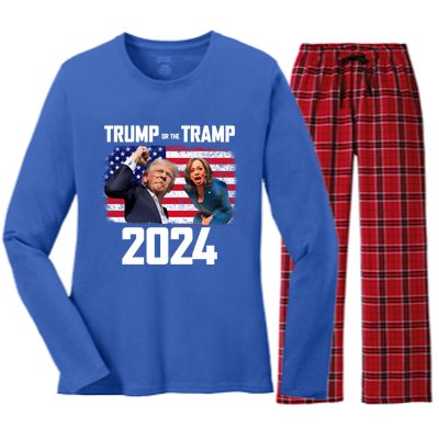 Trump Or The Tramp 2024 Vote For Trump Trump Vance 2024 Women's Long Sleeve Flannel Pajama Set 