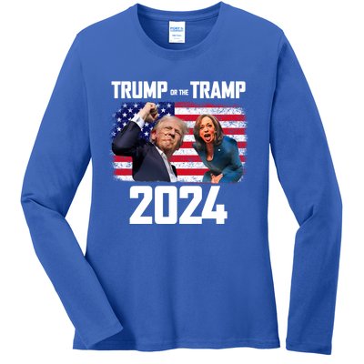 Trump Or The Tramp 2024 Vote For Trump Trump Vance 2024 Ladies Long Sleeve Shirt