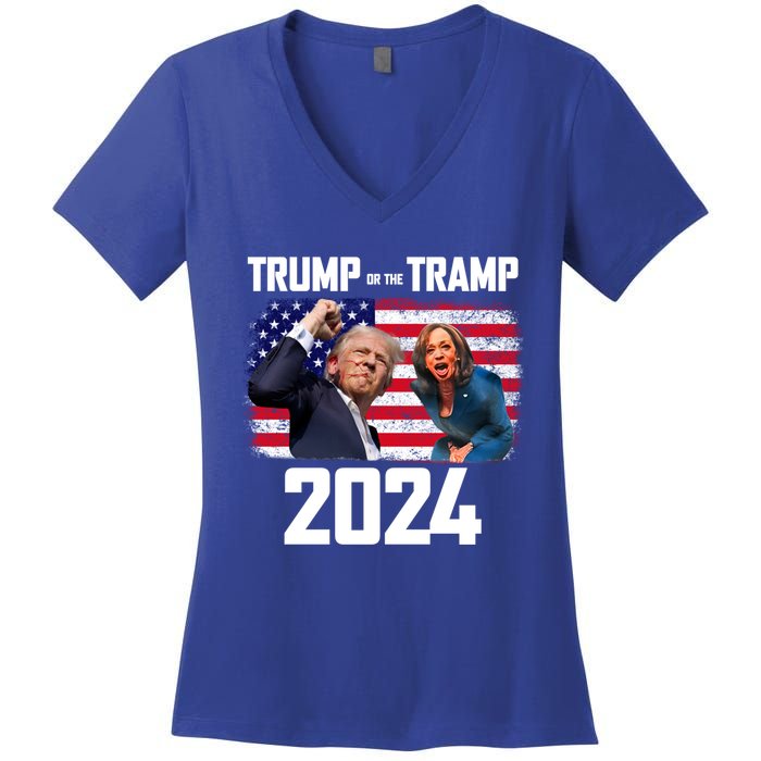 Trump Or The Tramp 2024 Vote For Trump Trump Vance 2024 Women's V-Neck T-Shirt