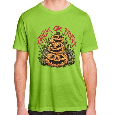 Trick Or Treat Three Pumpkin Design Adult ChromaSoft Performance T-Shirt