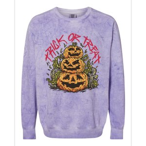 Trick Or Treat Three Pumpkin Design Colorblast Crewneck Sweatshirt