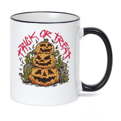 Trick Or Treat Three Pumpkin Design 11oz Black Color Changing Mug