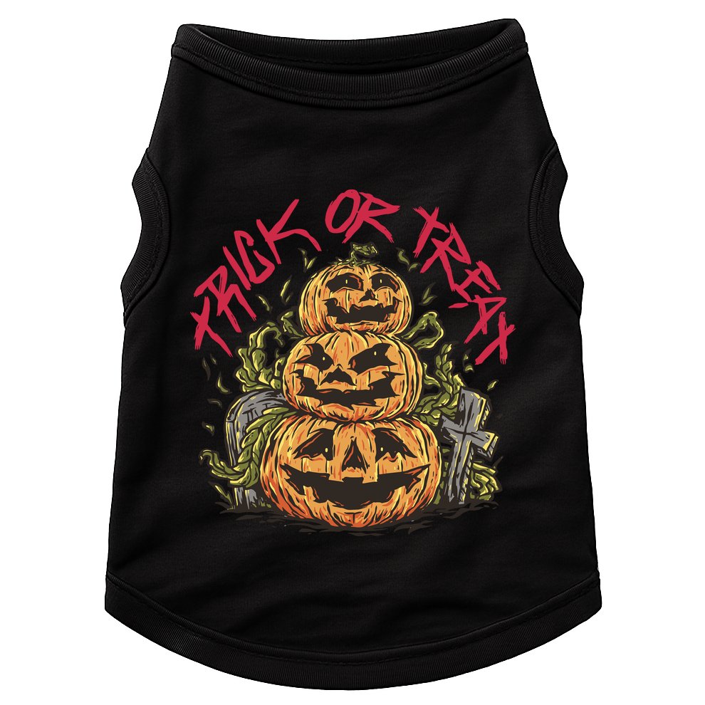 Trick Or Treat Three Pumpkin Design Doggie Tank