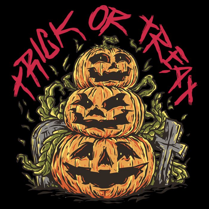 Trick Or Treat Three Pumpkin Design Drawstring Bag